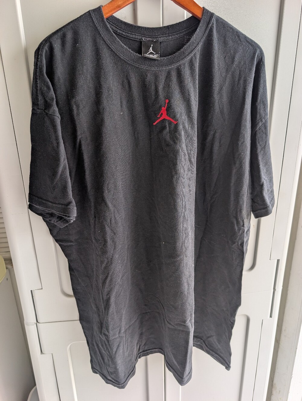 Jordan Black Short Sleeve Tee with Red Jumpman